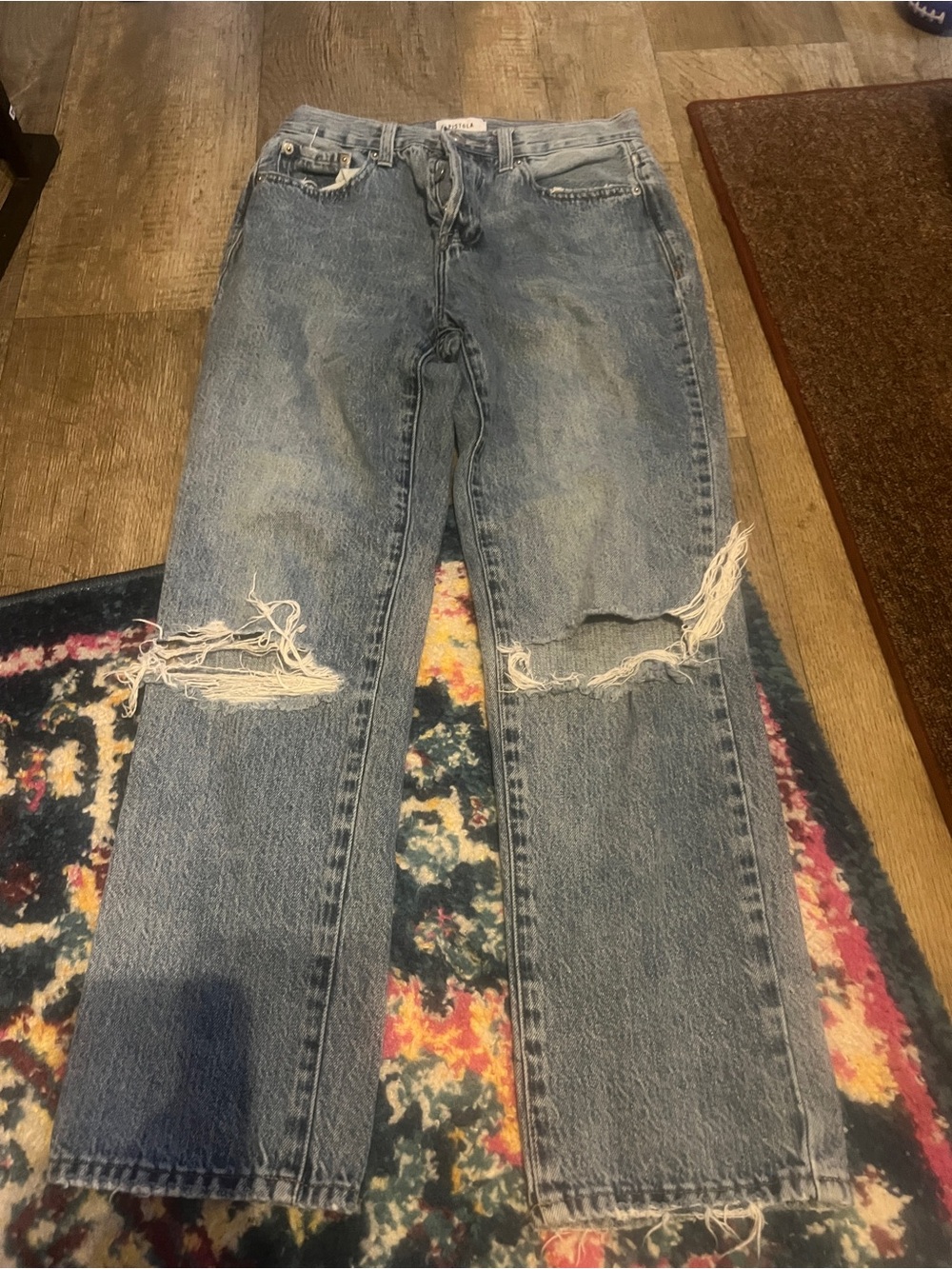 Pistola Women's Distressed Straight-Leg Jeans – Light Blue